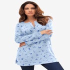 Plus Size Knit Thermal Henley Top – Long Sleeve image number null