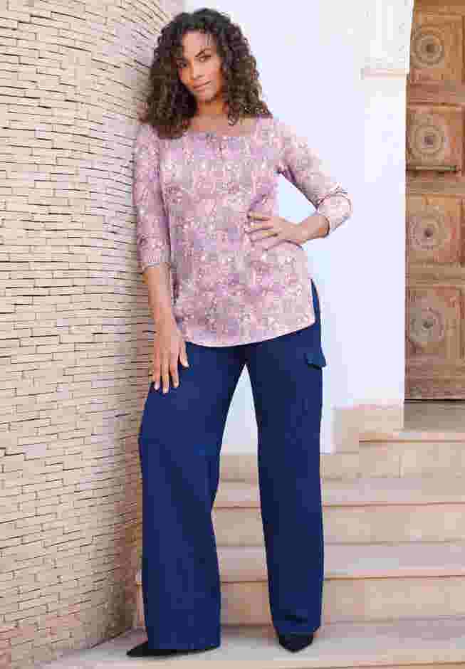 Plus Size Knit Thermal Henley Top – Long Sleeve image number 0