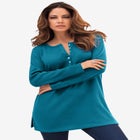 Plus Size Knit Thermal Henley Top – Long Sleeve image number null