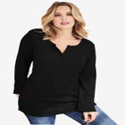 Plus Size Knit Thermal Henley Top – Long Sleeve image number null