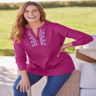 Embroidered Thermal Henley Tee image number 0