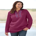 Embroidered Thermal Henley Tee image number 0