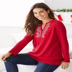 Embroidered Thermal Henley Tee image number 0
