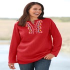 Embroidered Thermal Henley Tee image number 1