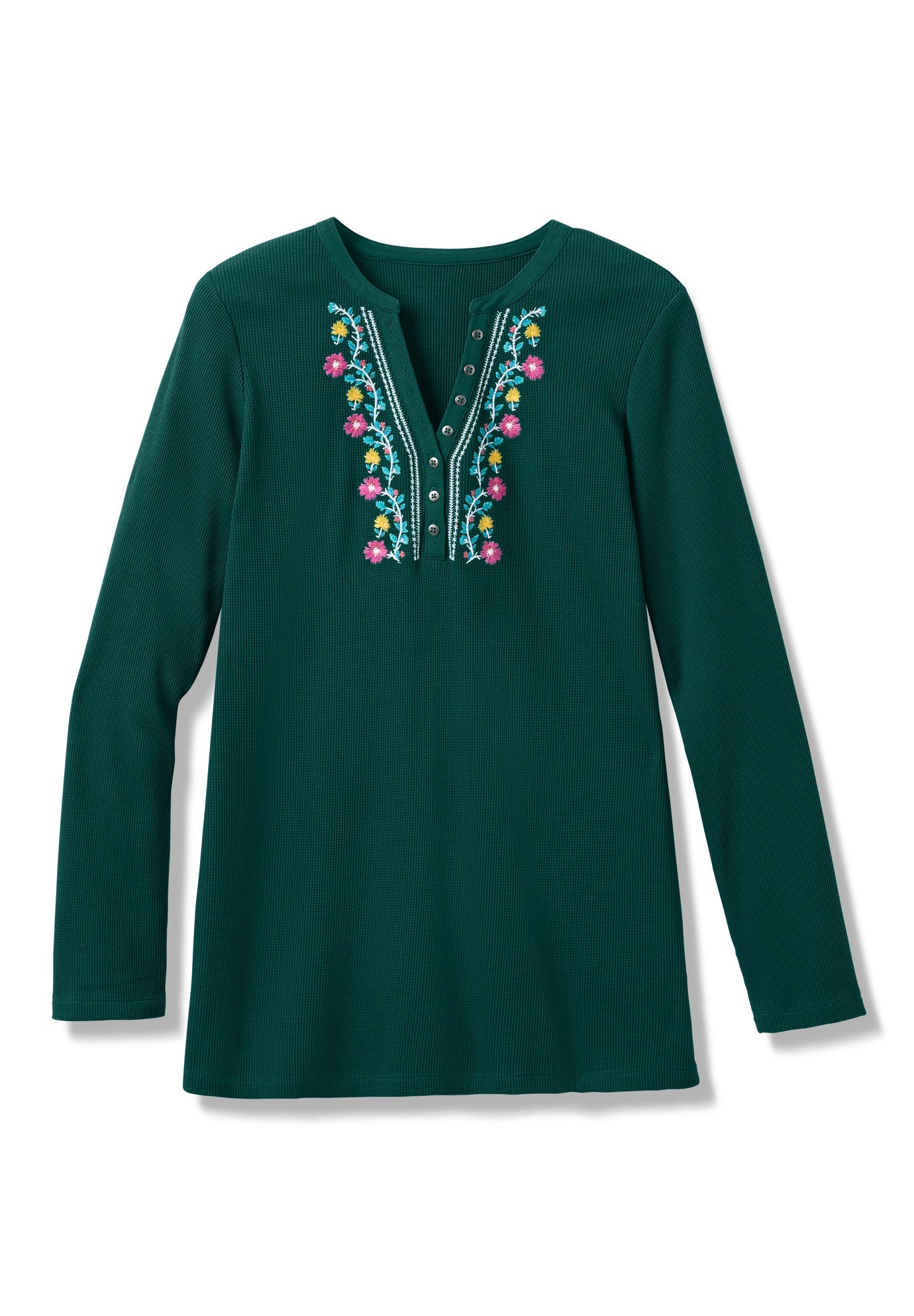 Embroidered Thermal Henley Tee image number 7