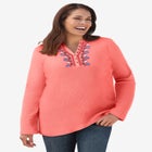 Embroidered Thermal Henley Tee image number 0