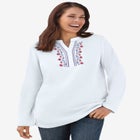 Embroidered Thermal Henley Tee image number 0