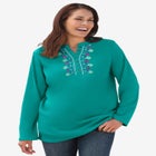 Embroidered Thermal Henley Tee image number 0