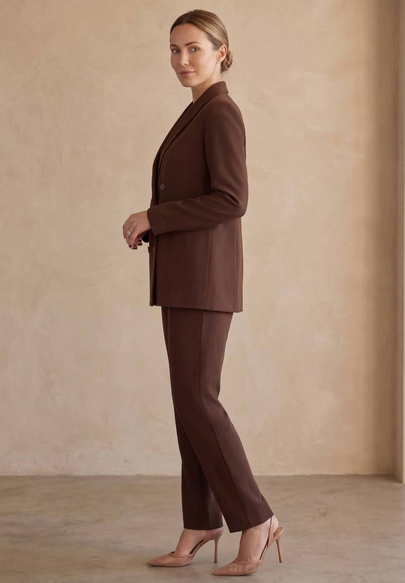 Double-Breasted Stretch Crepe Pantsuit image number 2