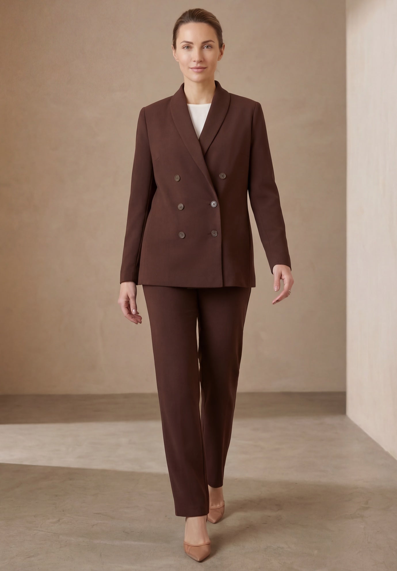 Double-Breasted Stretch Crepe Pantsuit image number 0
