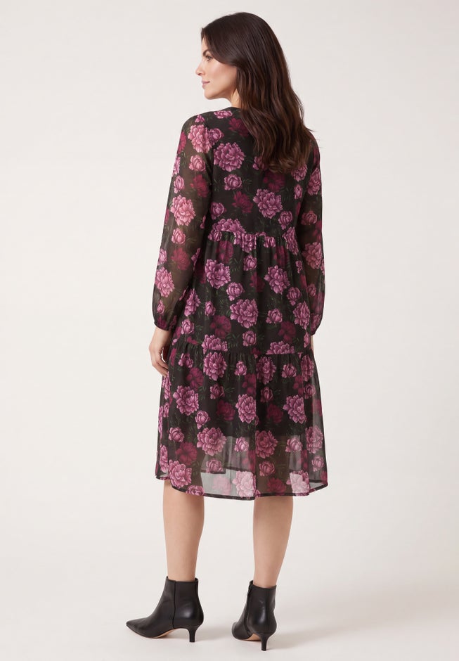 Sheer Overlay Tiered Dress image number 1