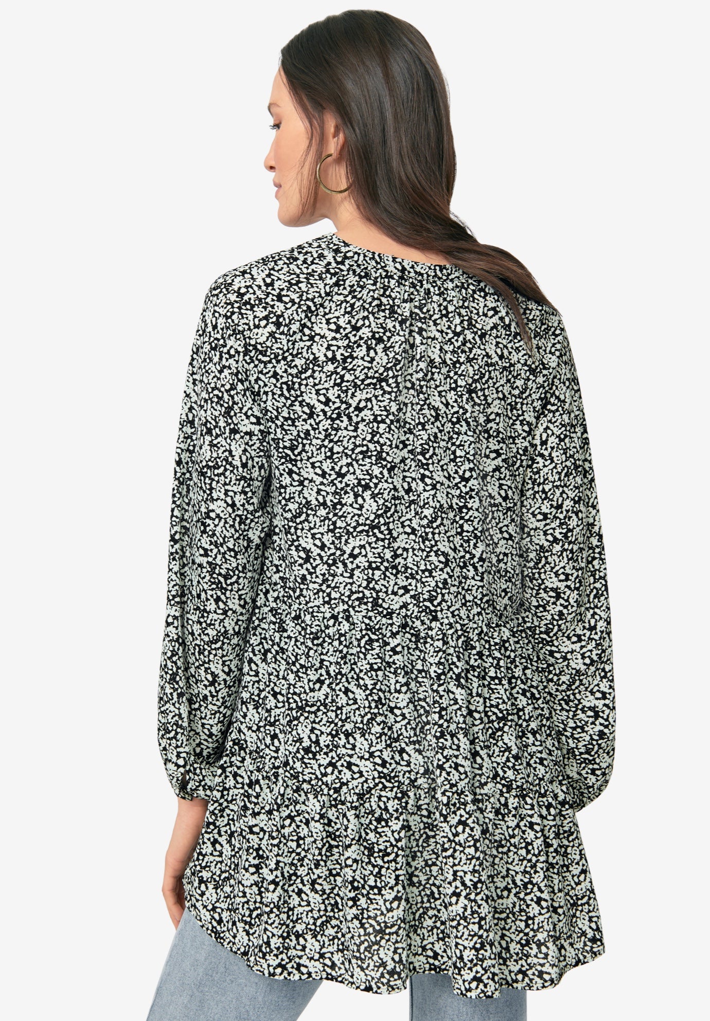 Tiered Tunic With Notch V-Neck image number 1