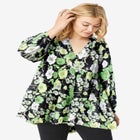 Tiered Tunic With Notch V-Neck image number null