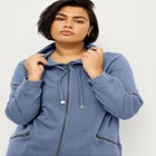 French Terry Zip-Front Hoodie With Zip Pockets image number null