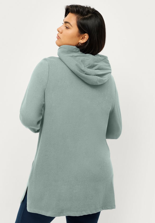 French Terry Zip-Front Hoodie With Zip Pockets image number 1