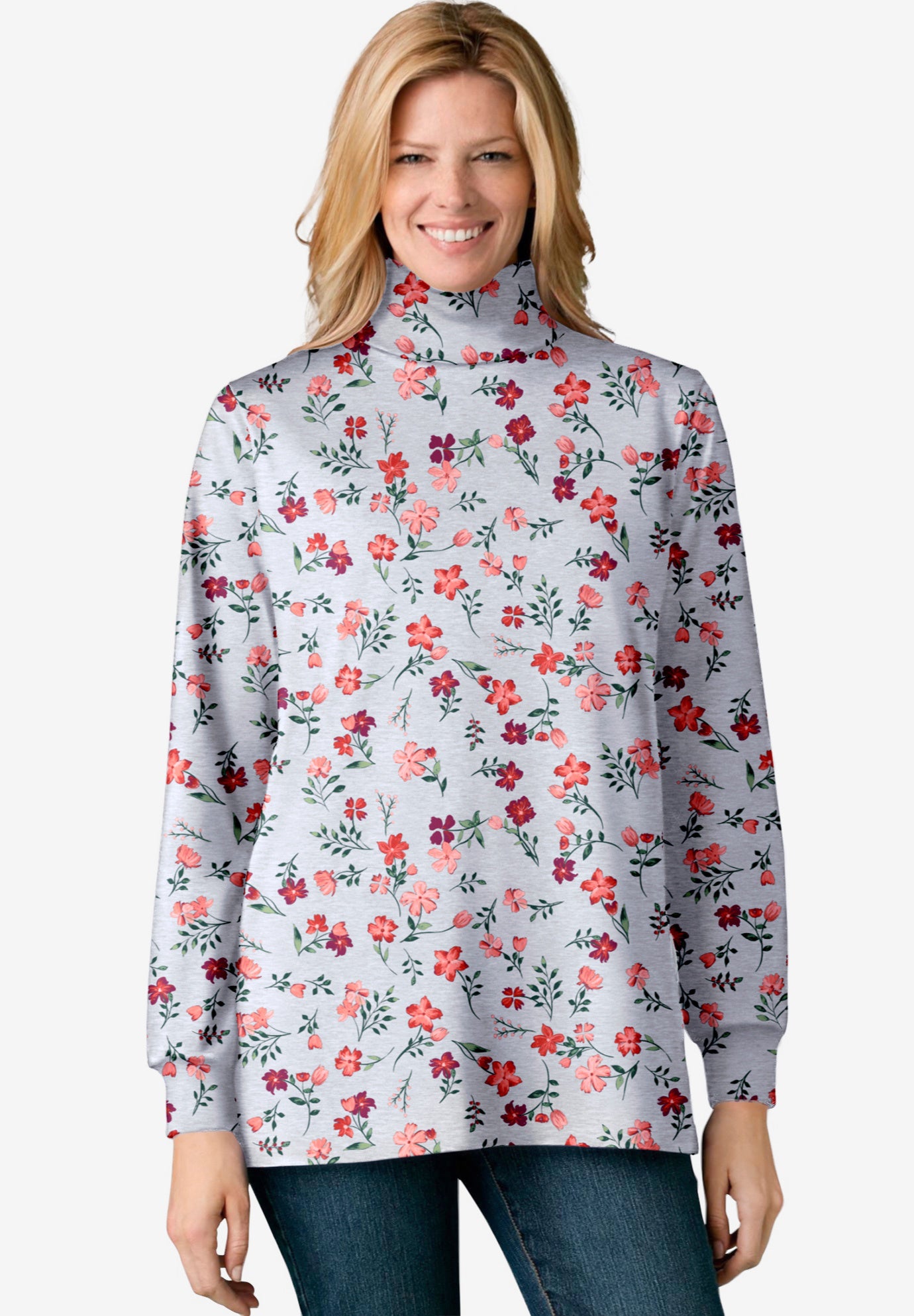 Perfect Printed Long-Sleeve Turtleneck Tee image number 0