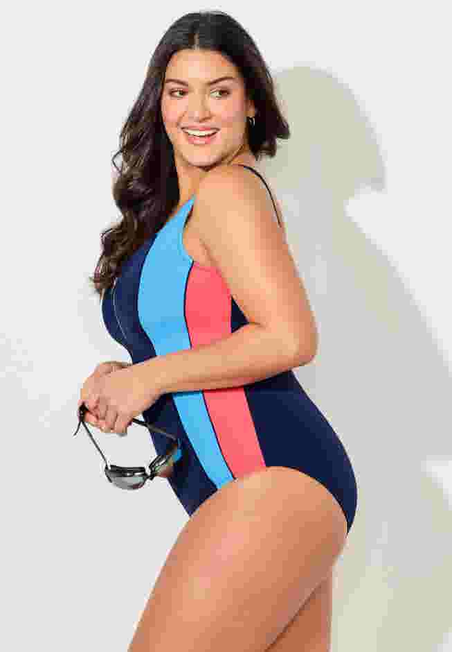 Chlorine Resistant Zip Front One Piece Swimsuit image number 6