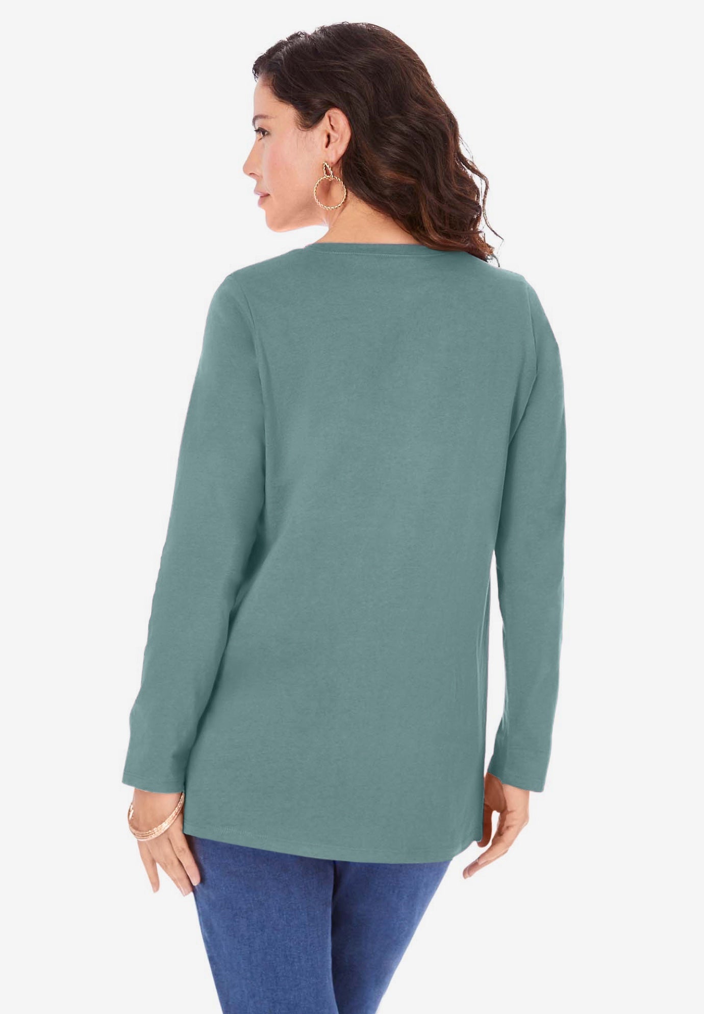 Plus Size Ultimate Cotton Crewneck Long Sleeve Tee image number 1