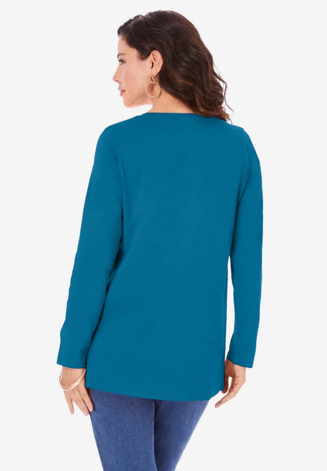 Plus Size Cotton Ultimate Long Sleeve Crewneck Tee image number 1