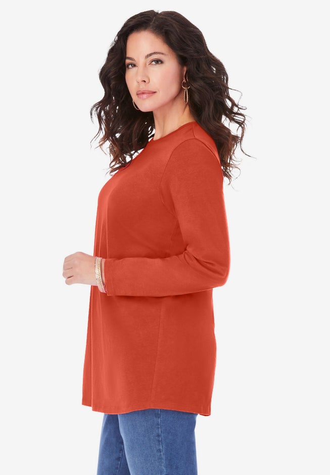 Plus Size Cotton Ultimate Long Sleeve Crewneck Tee image number 2