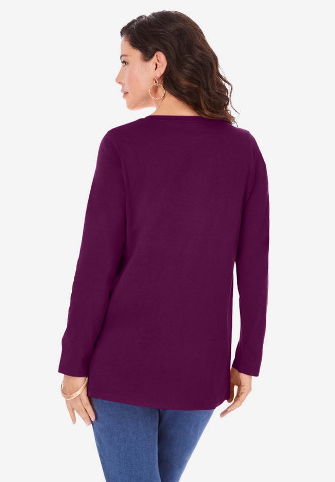 Plus Size Cotton Ultimate Long Sleeve Crewneck Tee image number 1