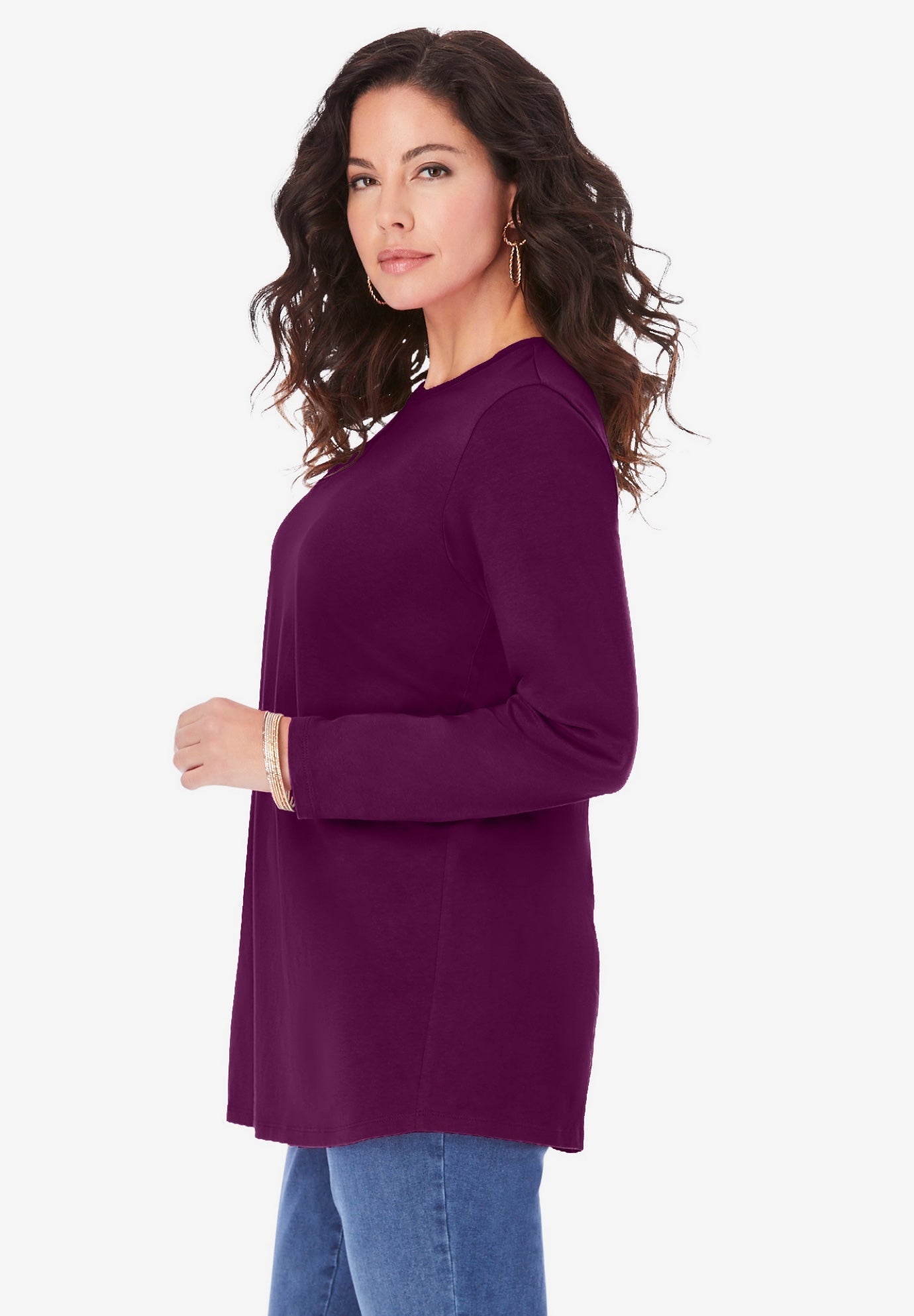 Plus Size Cotton Ultimate Long Sleeve Crewneck Tee image number 2