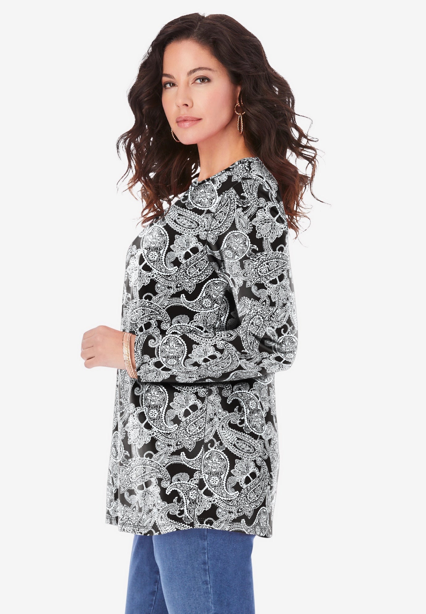 Plus Size Cotton Ultimate Long Sleeve Crewneck Tee image number 2