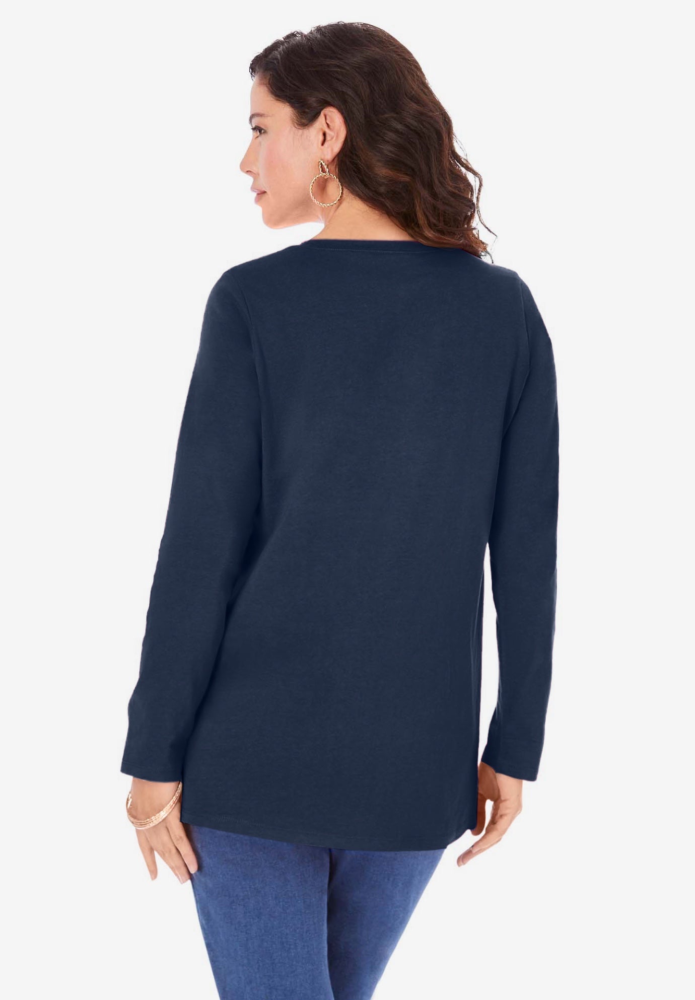 Plus Size Cotton Ultimate Long Sleeve Crewneck Tee image number 1