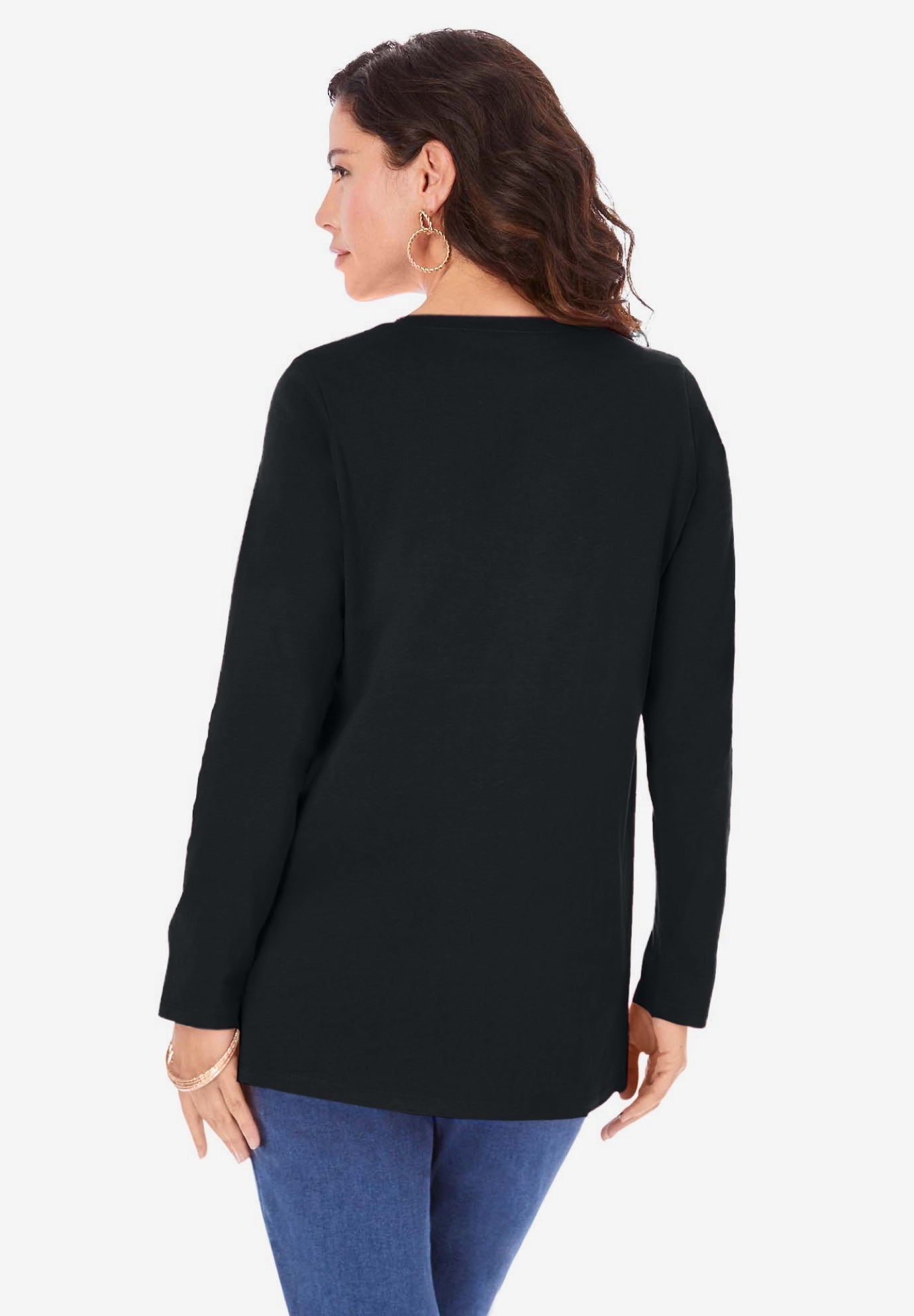Plus Size Cotton Ultimate Long Sleeve Crewneck Tee image number 1
