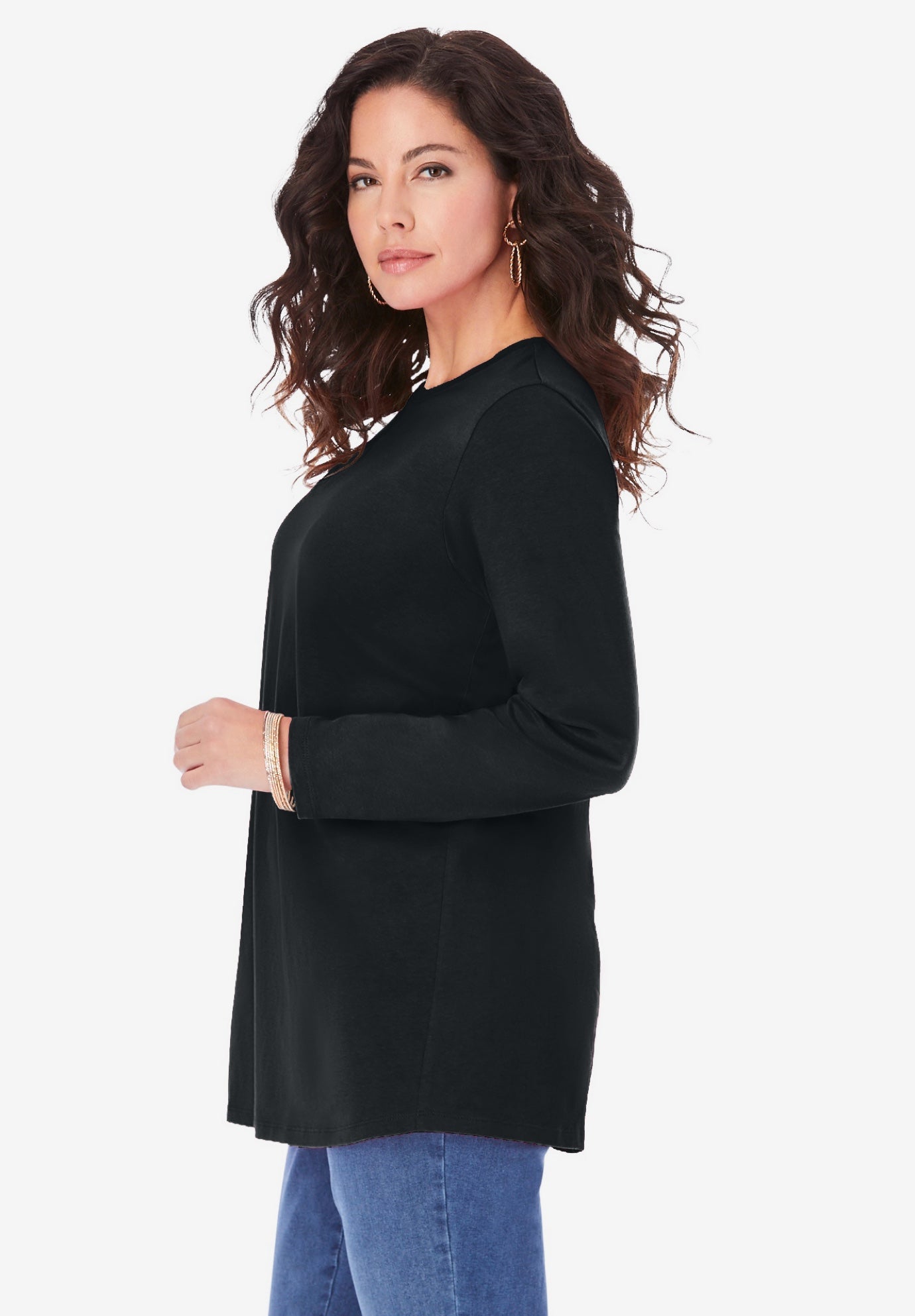 Plus Size Cotton Ultimate Long Sleeve Crewneck Tee image number 2