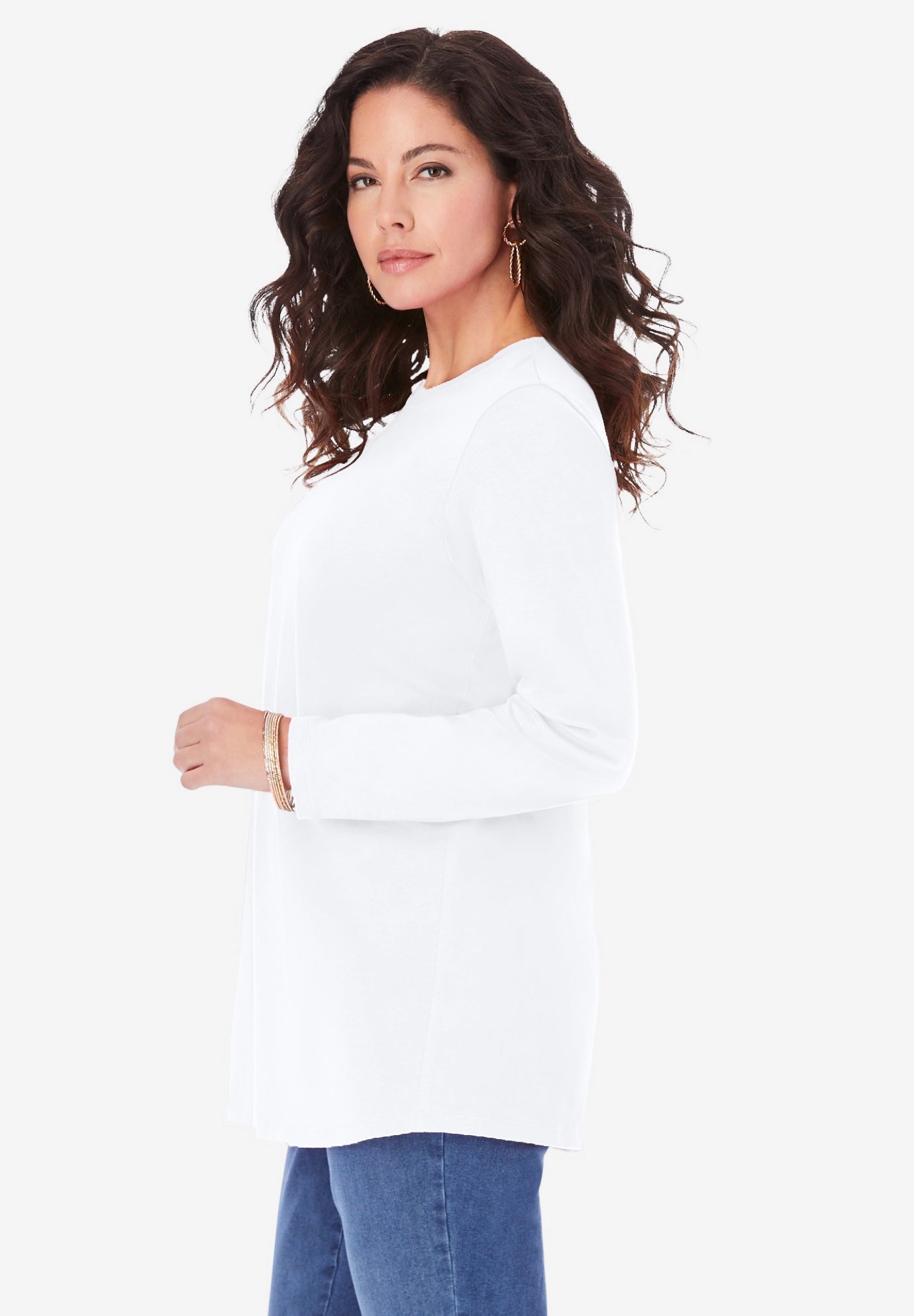 Plus Size Cotton Ultimate Long Sleeve Crewneck Tee image number 2