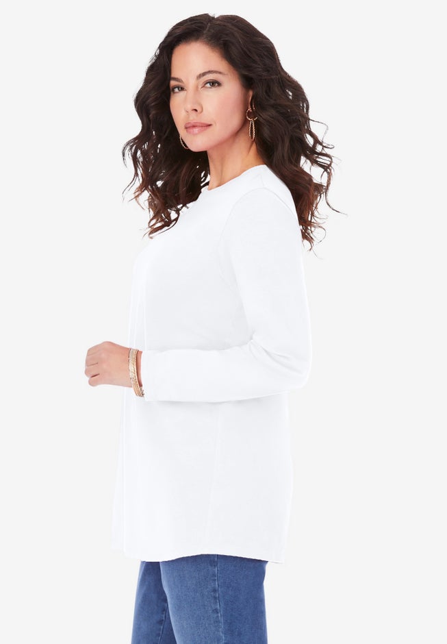 Plus Size Cotton Ultimate Long Sleeve Crewneck Tee image number 2