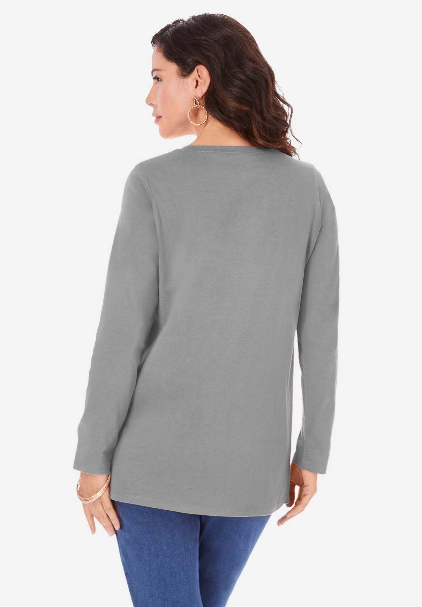 Plus Size Cotton Ultimate Long Sleeve Crewneck Tee image number 1