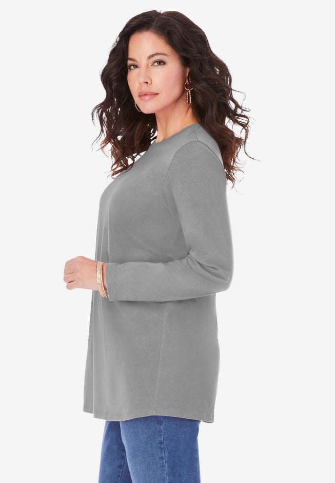 Plus Size Cotton Ultimate Long Sleeve Crewneck Tee image number 2