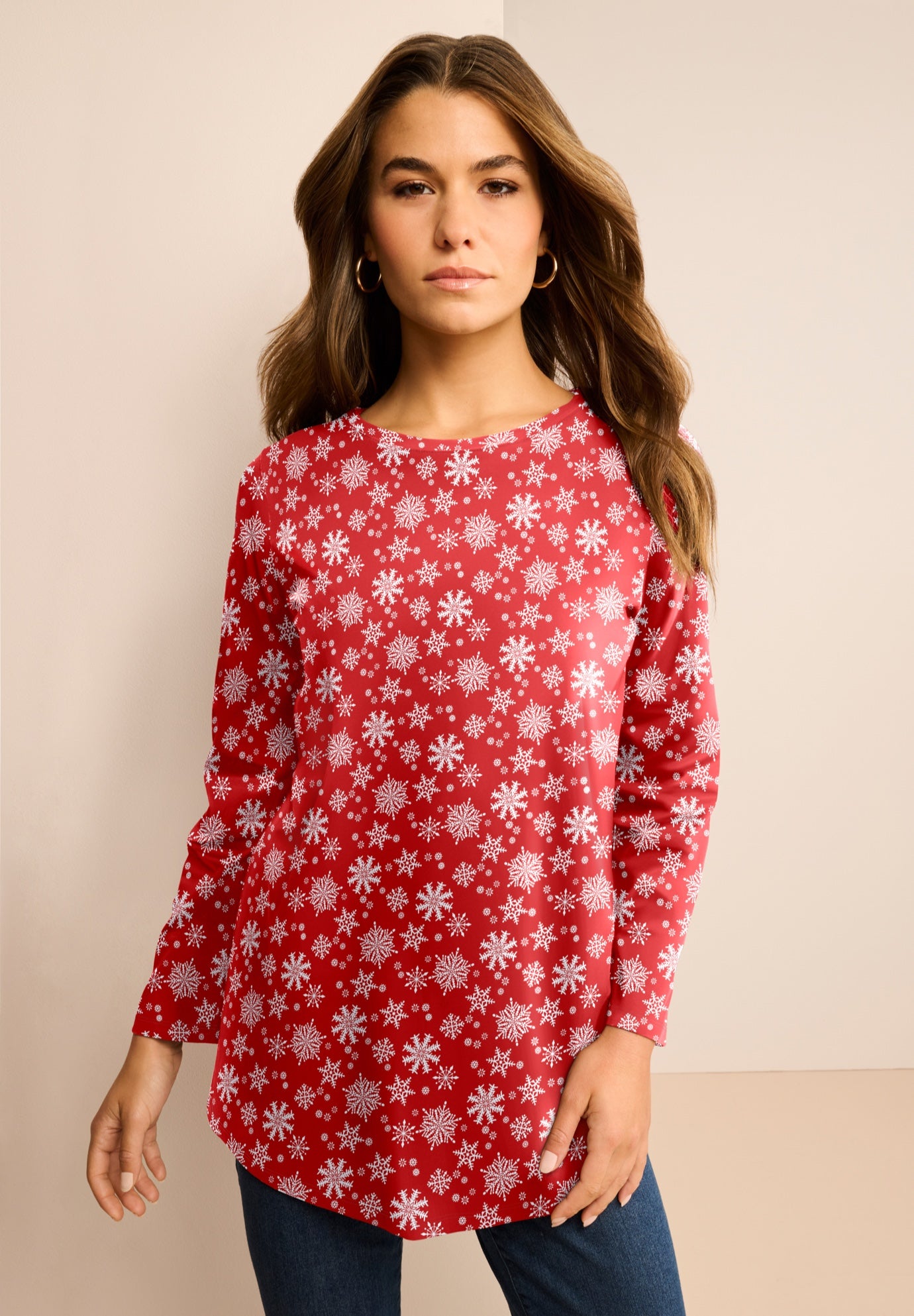 Plus Size Ultimate Cotton Crewneck Long Sleeve Tee image number 0