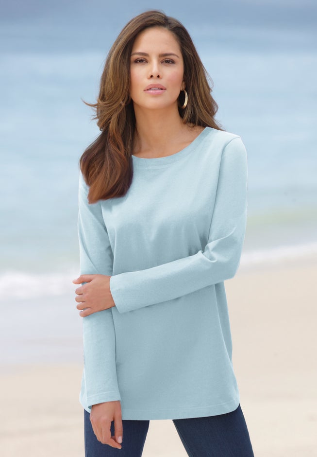 Plus Size Cotton Ultimate Long Sleeve Crewneck Tee image number 0