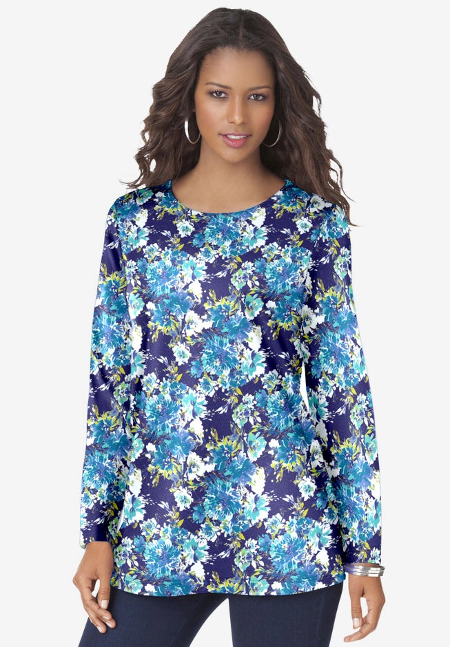 Plus Size Cotton Ultimate Long Sleeve Crewneck Tee image number 0