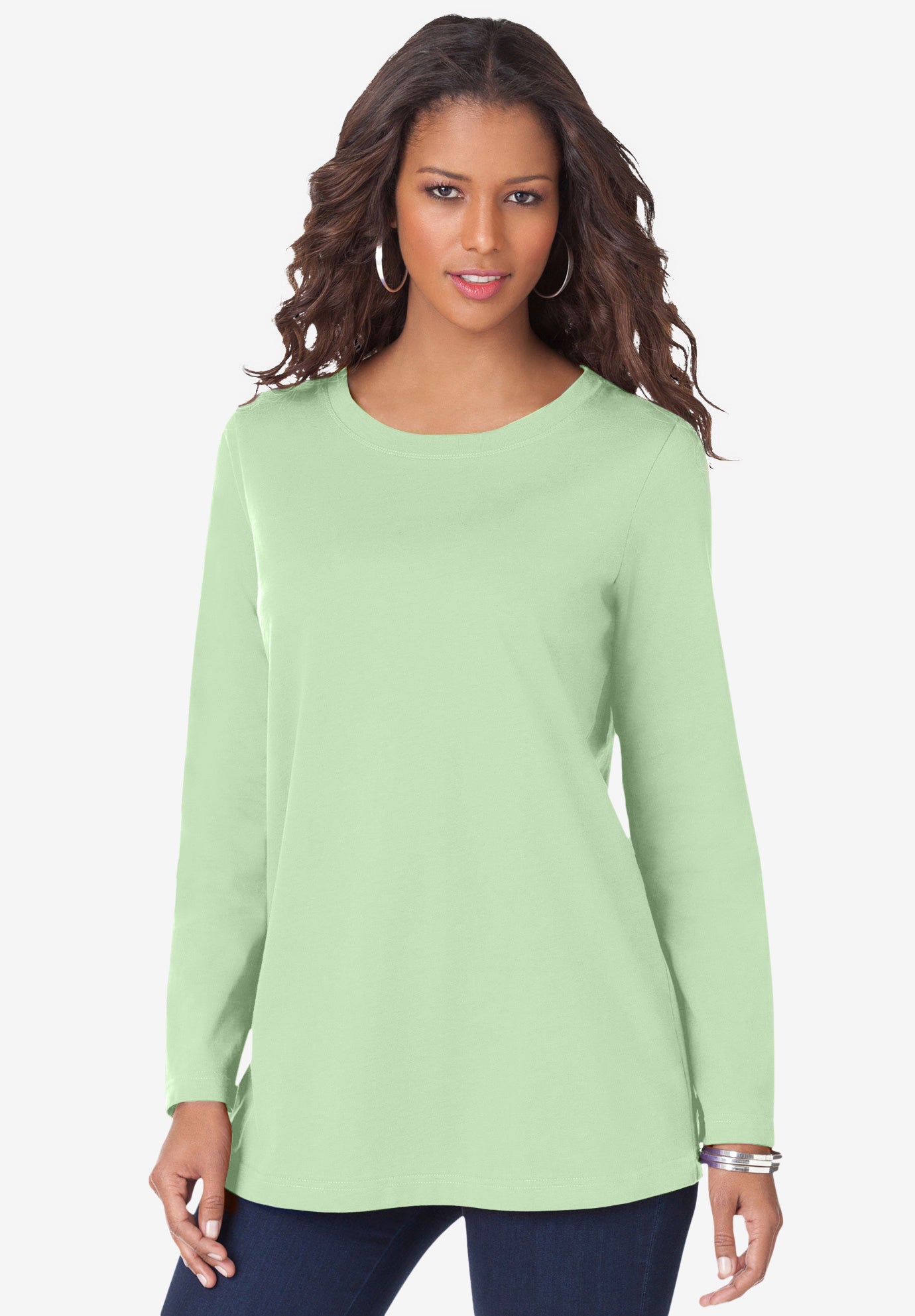 Plus Size Cotton Ultimate Long Sleeve Crewneck Tee image number 0