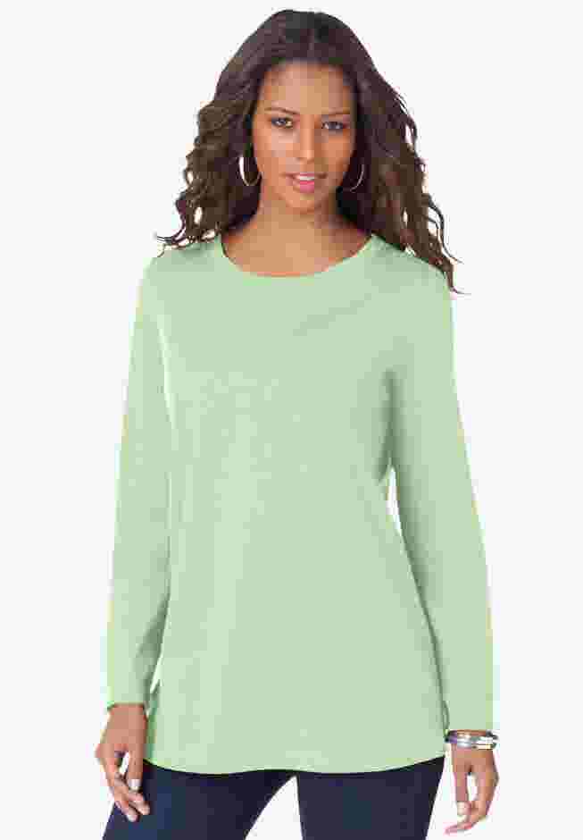 Plus Size Cotton Ultimate Long Sleeve Crewneck Tee image number 0