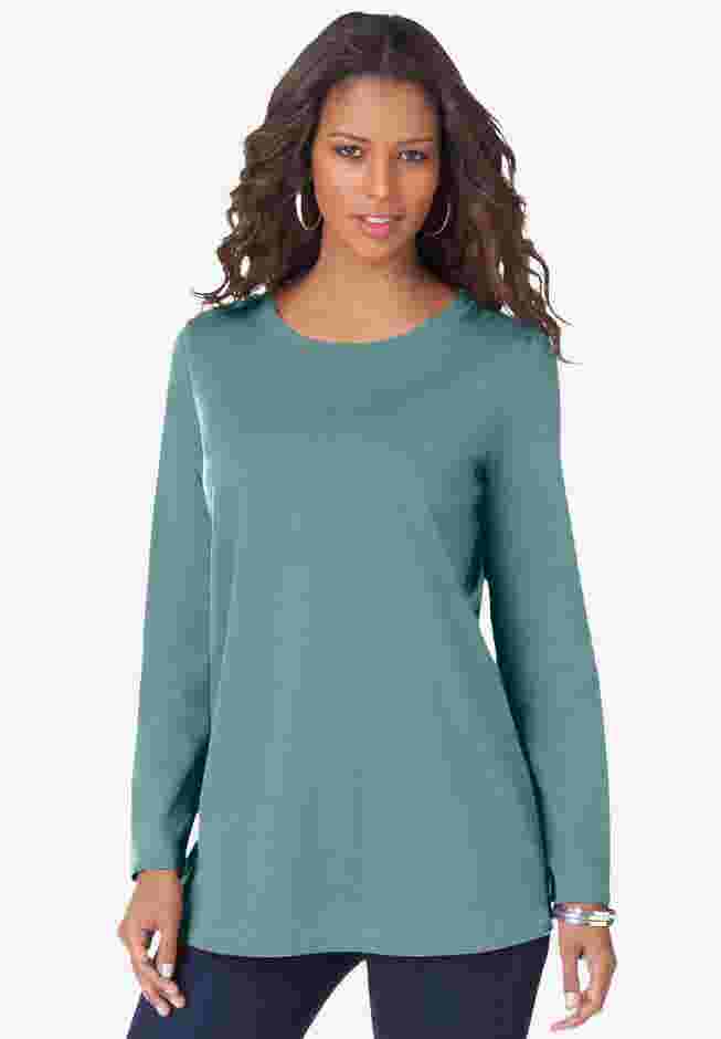 Plus Size Cotton Ultimate Long Sleeve Crewneck Tee image number 0
