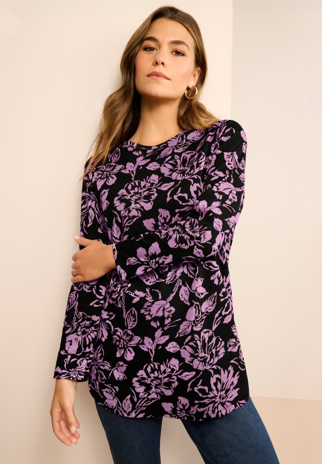 Plus Size Cotton Ultimate Long Sleeve Crewneck Tee image number 0