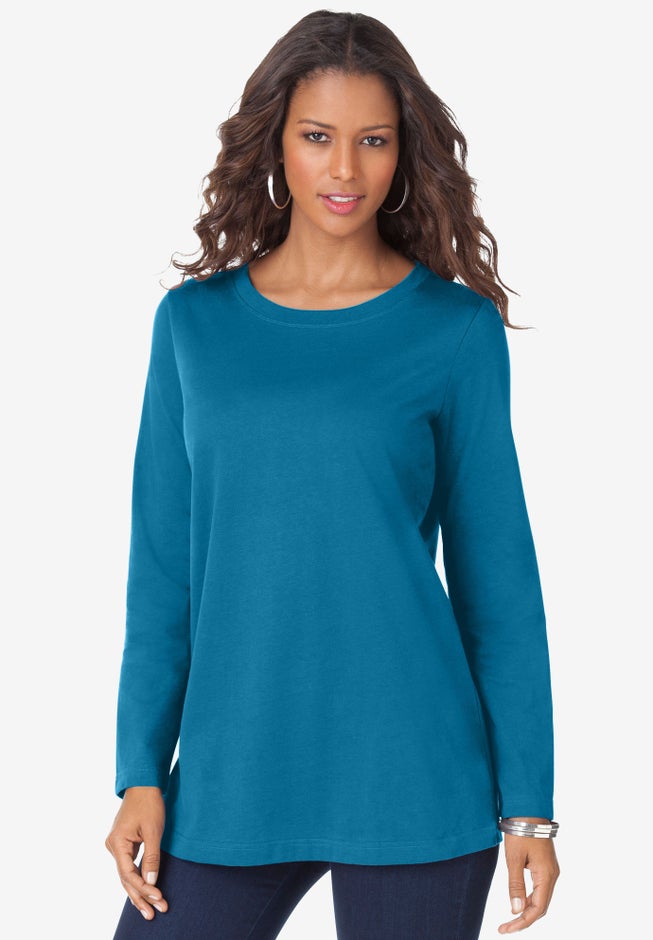 Plus Size Cotton Ultimate Long Sleeve Crewneck Tee image number 0