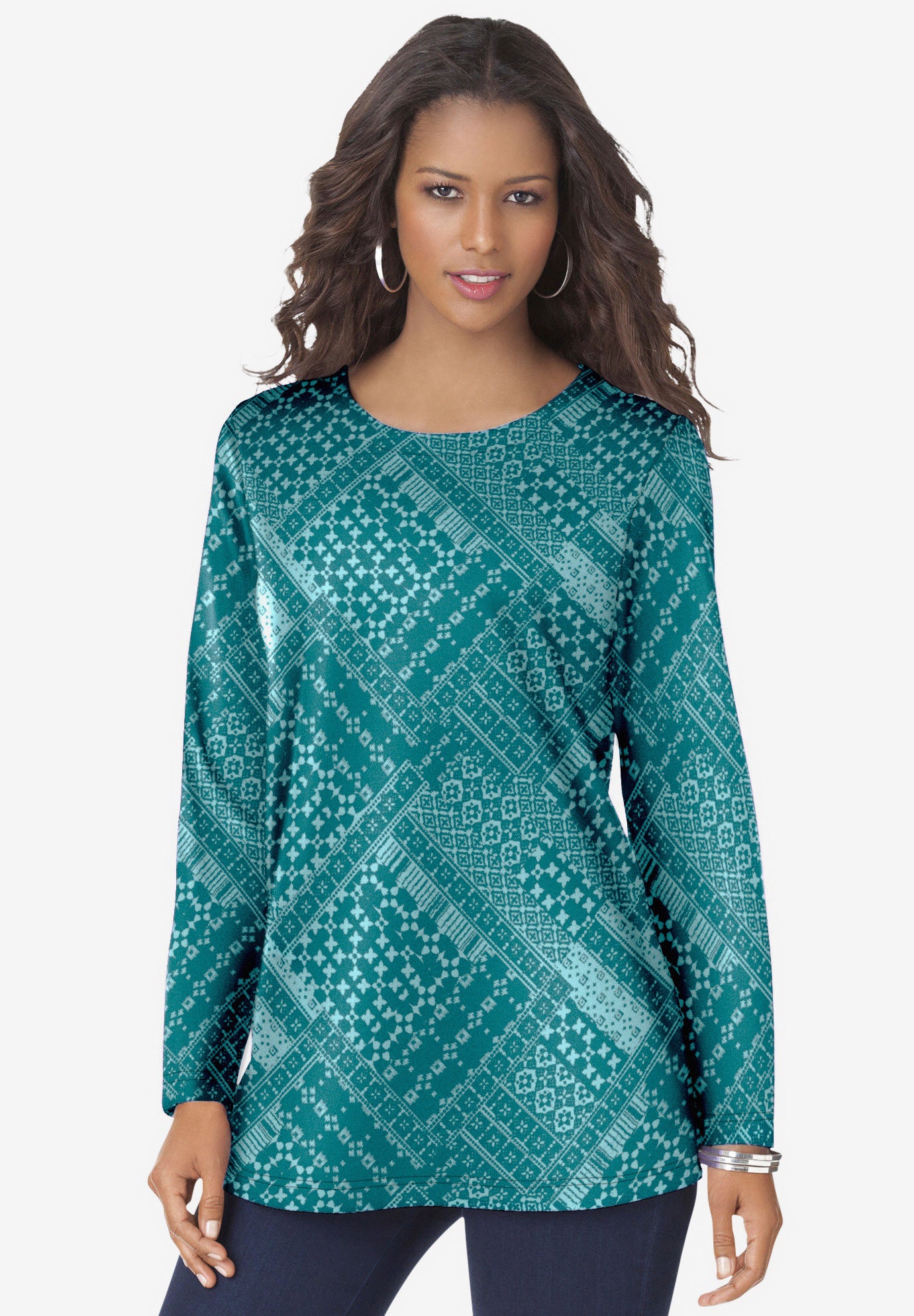 Plus Size Cotton Ultimate Long Sleeve Crewneck Tee image number 0