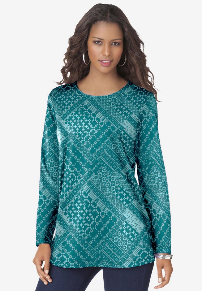 Plus Size Cotton Ultimate Long Sleeve Crewneck Tee image number 0