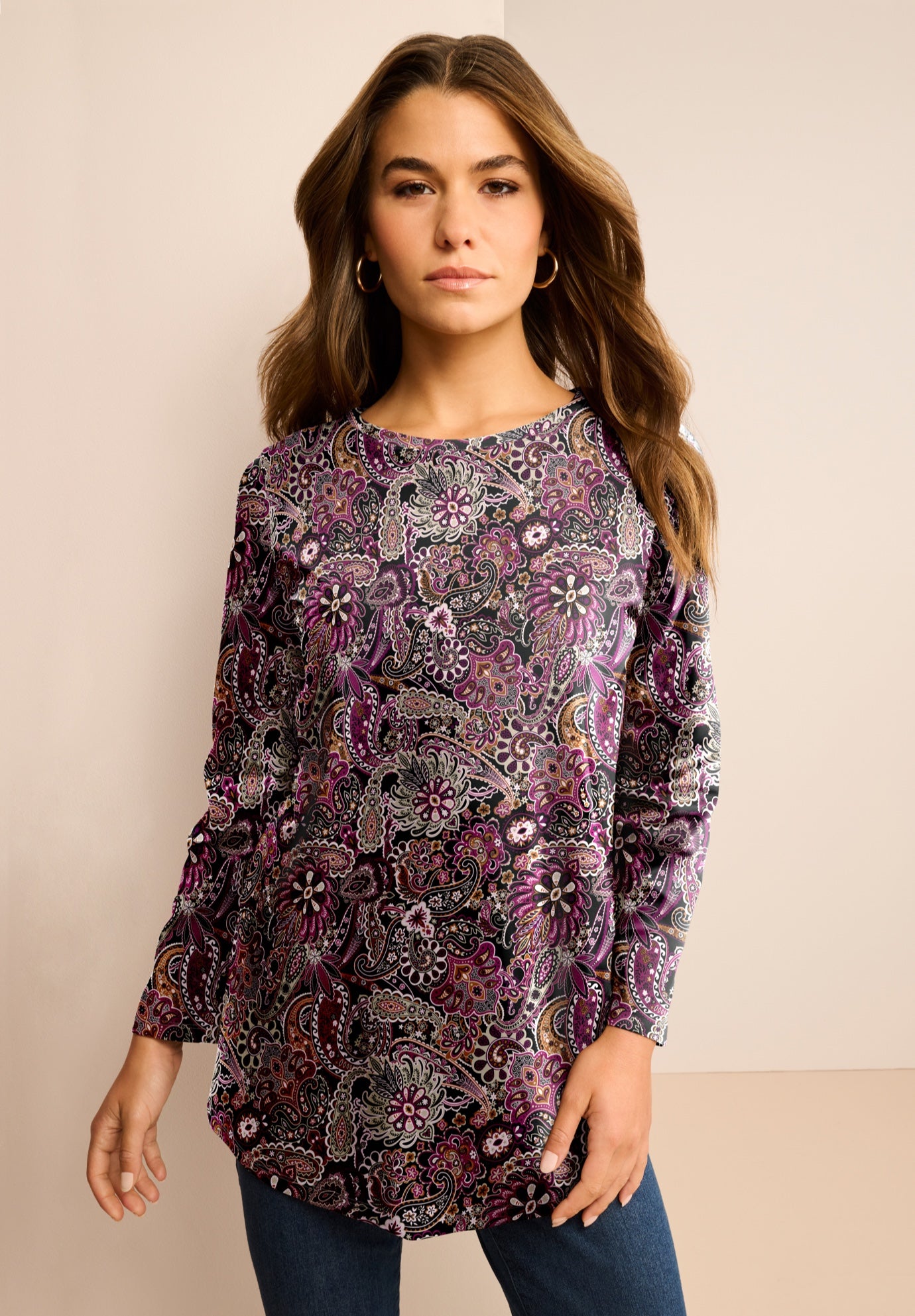 Plus Size Ultimate Cotton Crewneck Long Sleeve Tee image number 0