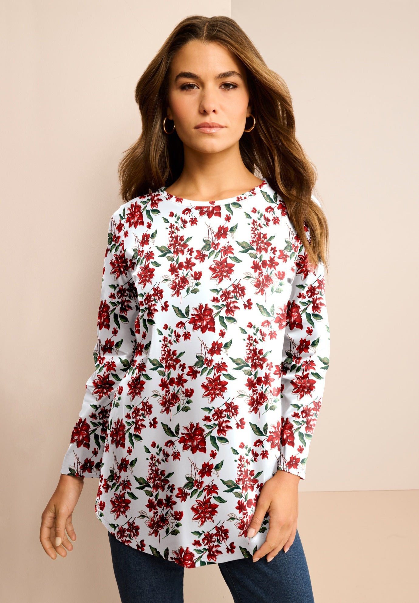 Plus Size Ultimate Cotton Crewneck Long Sleeve Tee image number 0