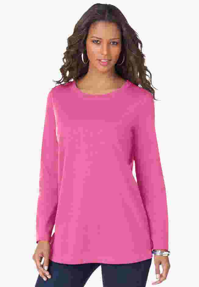 Plus Size Cotton Ultimate Long Sleeve Crewneck Tee image number 0