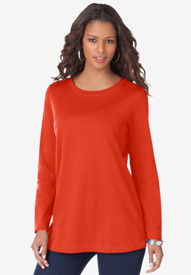 Plus Size Cotton Ultimate Long Sleeve Crewneck Tee image number 0