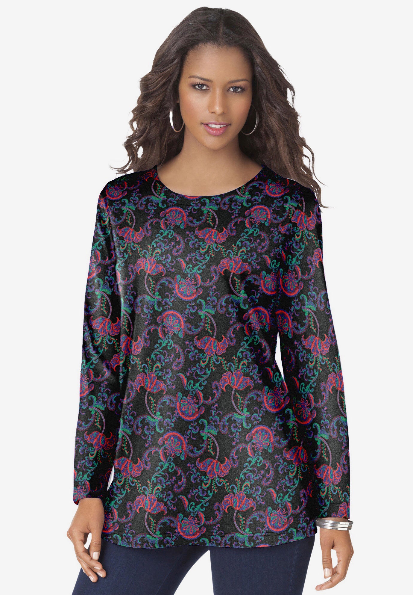 Plus Size Cotton Ultimate Long Sleeve Crewneck Tee image number 0