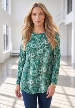Plus Size Ultimate Cotton Crewneck Long Sleeve Tee